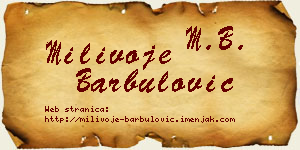 Milivoje Barbulović vizit kartica